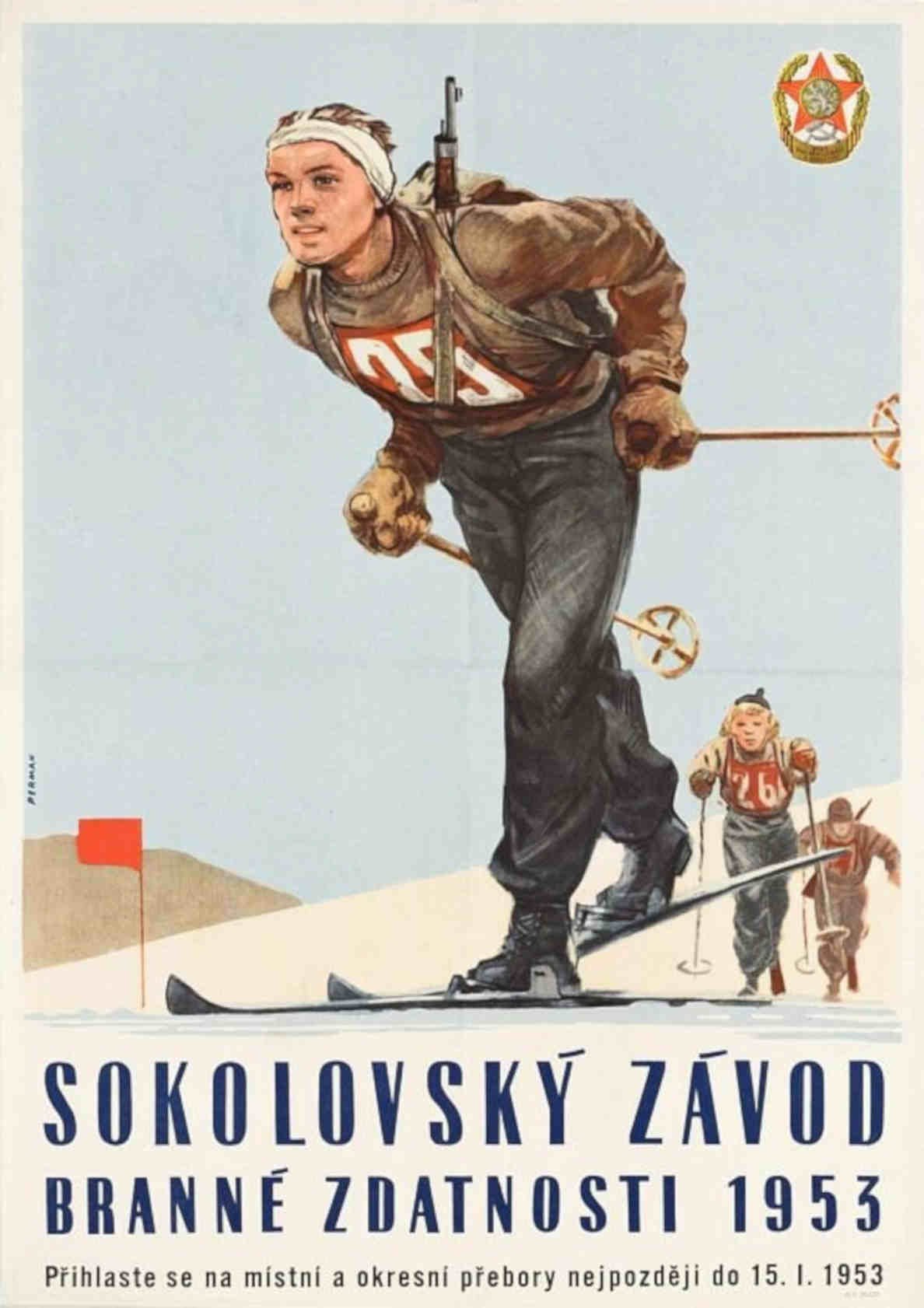 Sokolovsky Skiers 1953 Vintage Retro Advert Poster A4 Photo Print
