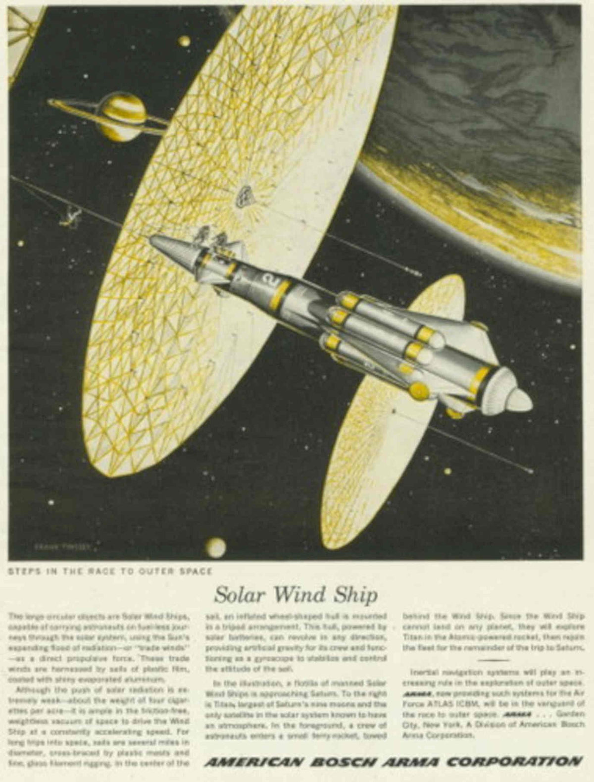 Solar Wind Ship 1950s Vintage Retro Advert Poster