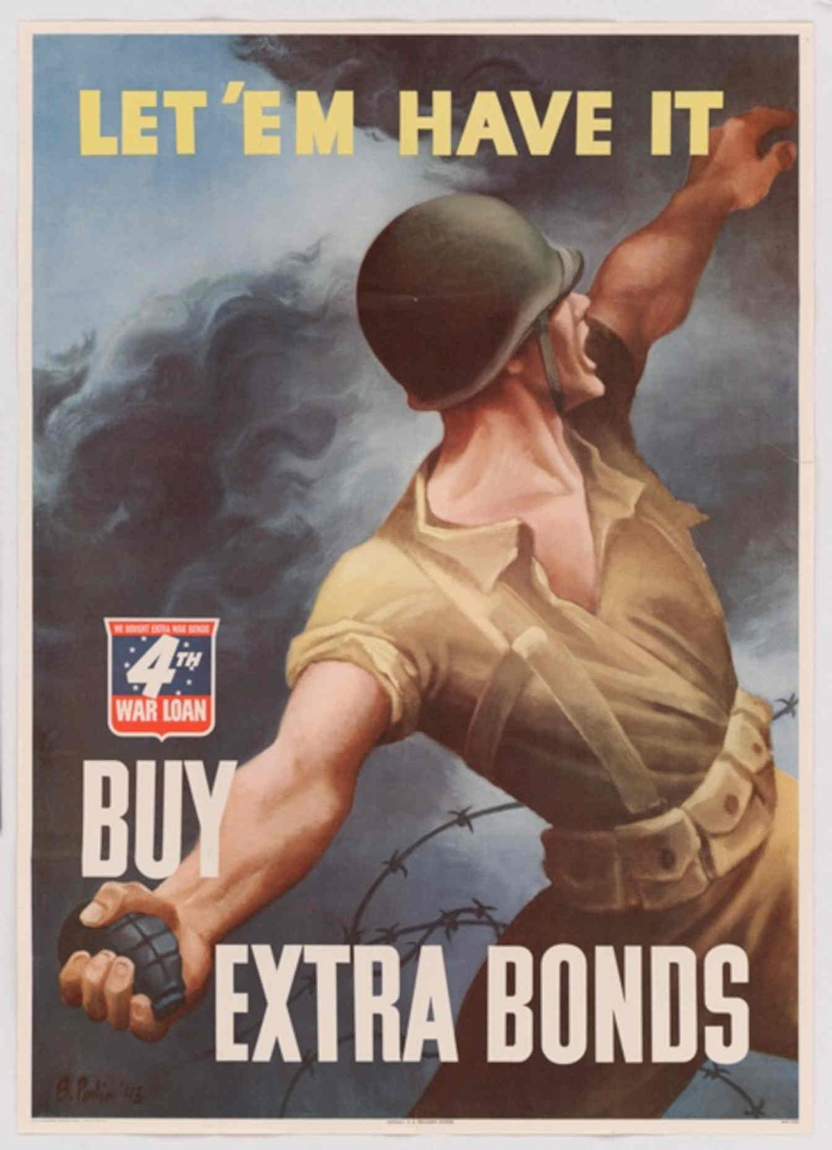 Soldier Battlefield Wires American World War II Advert Poster