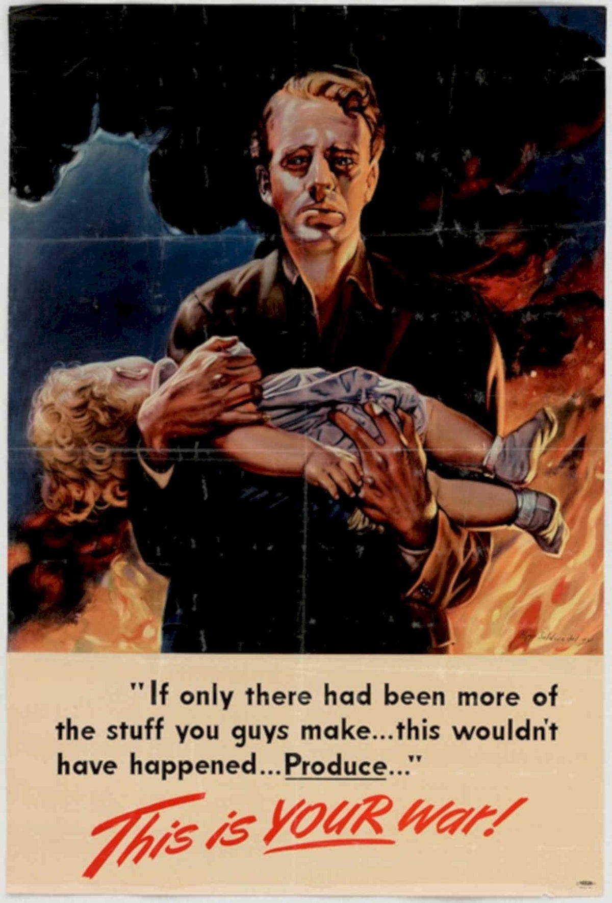 Soldier Child Battle American World War II Advert Poster