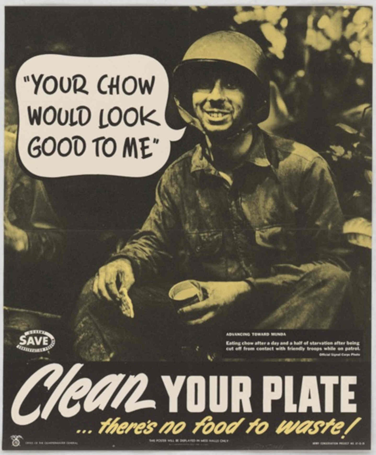 Soldier Chow Plate American World War II Advert Poster