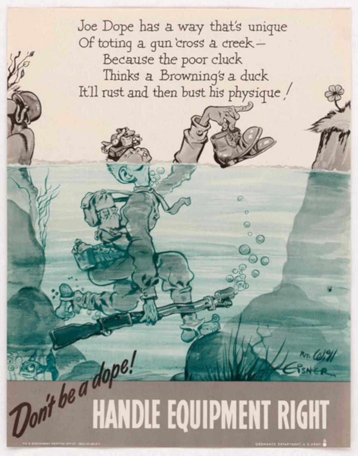 Soldier Equipment Handle American World War II Advert Poster