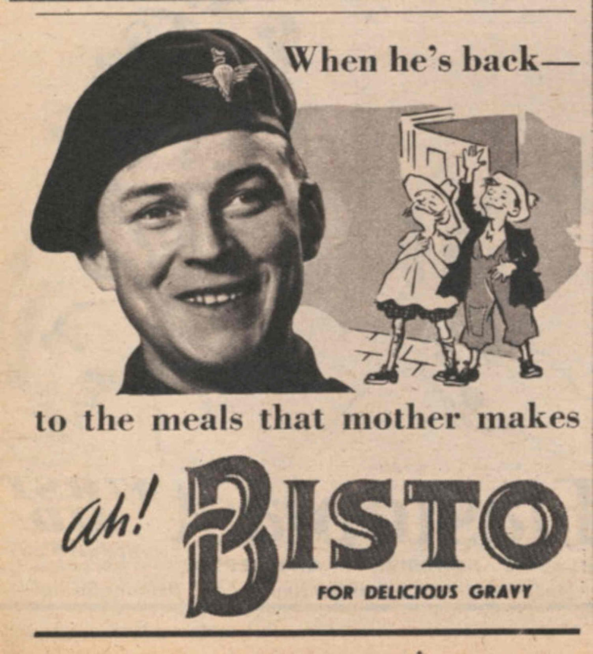 Soldier Family Bisto 1940s Vintage Retro Advert Poster