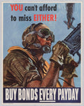 Soldier Machine Gun American World War II Advert Poster