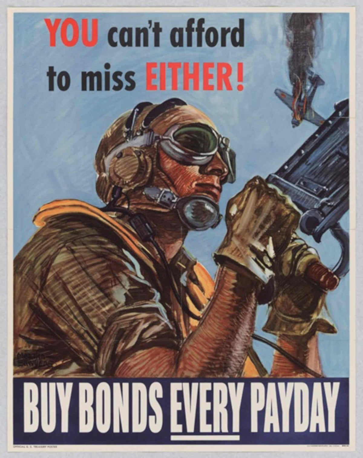 Soldier Machine Gun American World War II Advert Poster