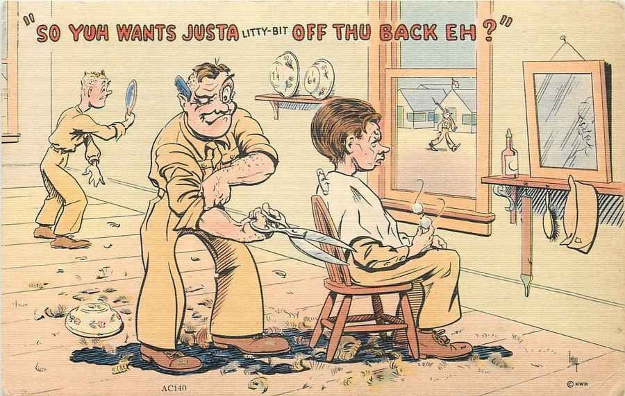 Soldier Recruit In Hands Of Barber barber advert A4 Photo Print