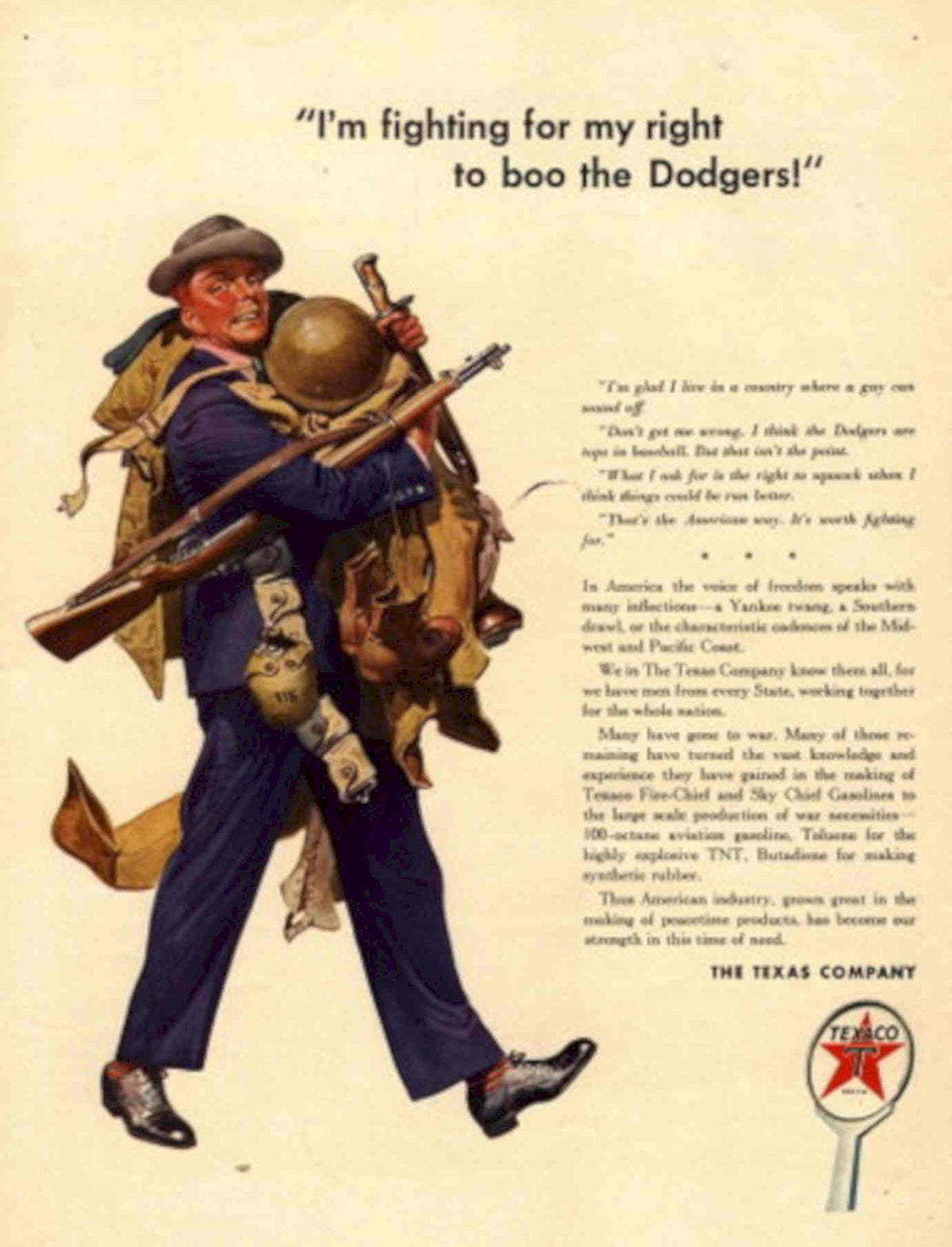 Soldier Rifle Dodgers 1940s Vintage Retro Advert Poster
