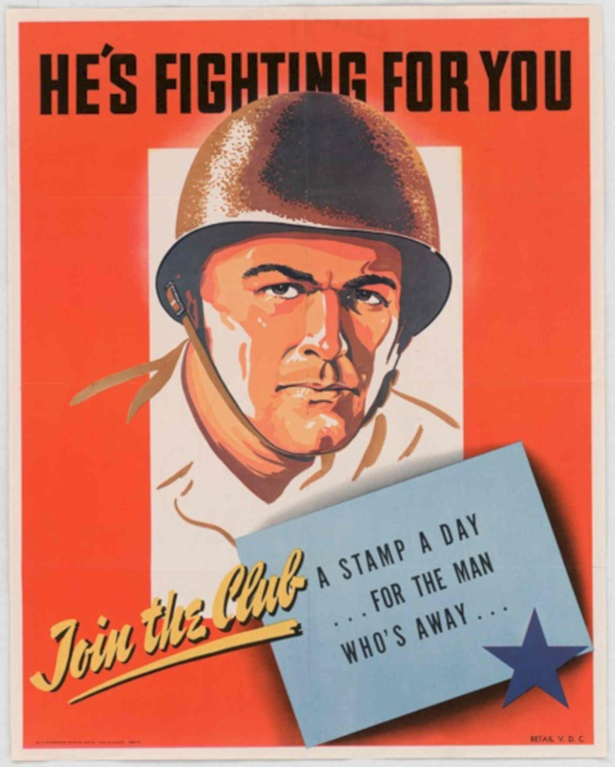 Soldier Stamp War American World War II Advert Poster