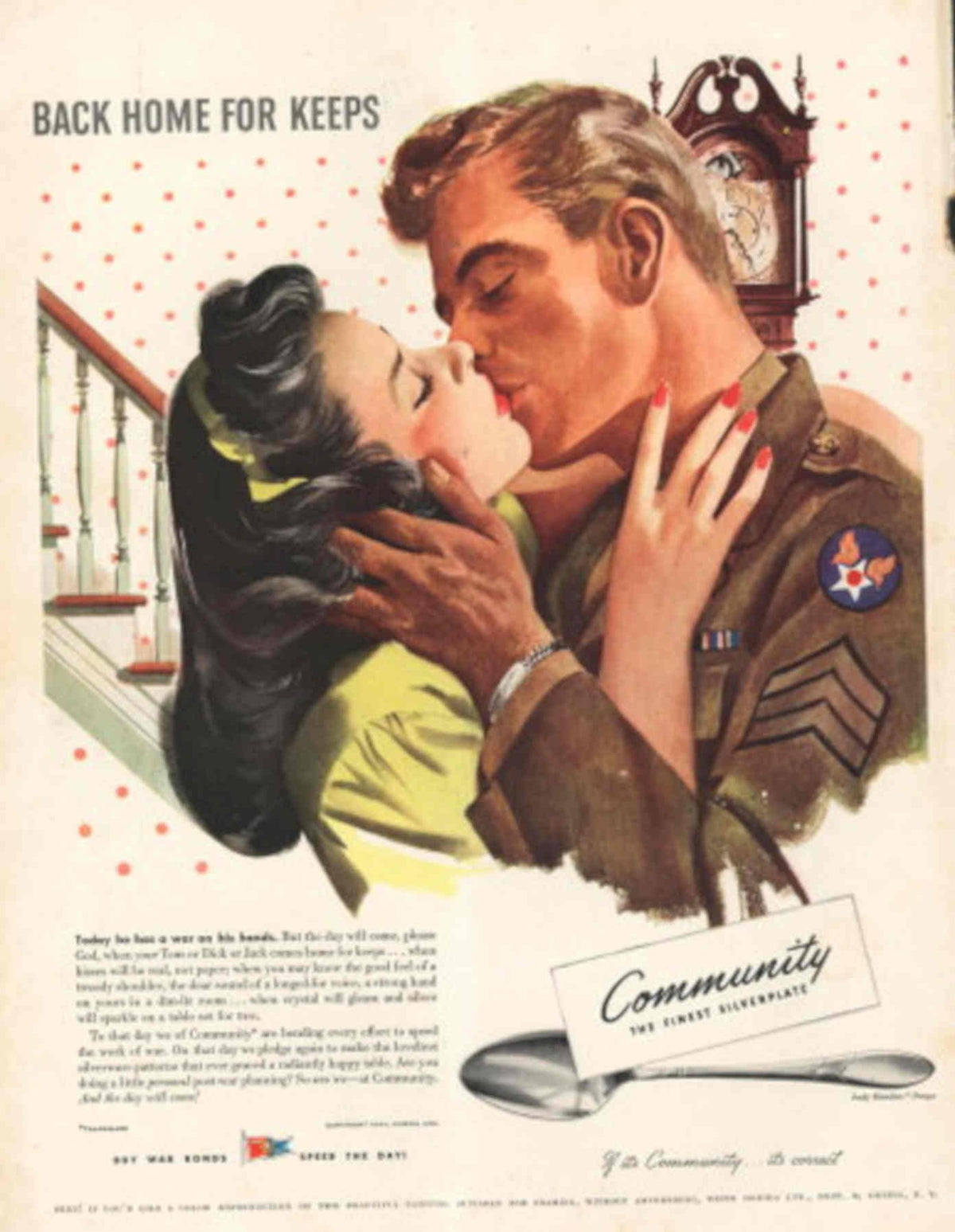 Soldier Woman Home 1940s Vintage Retro Advert Poster