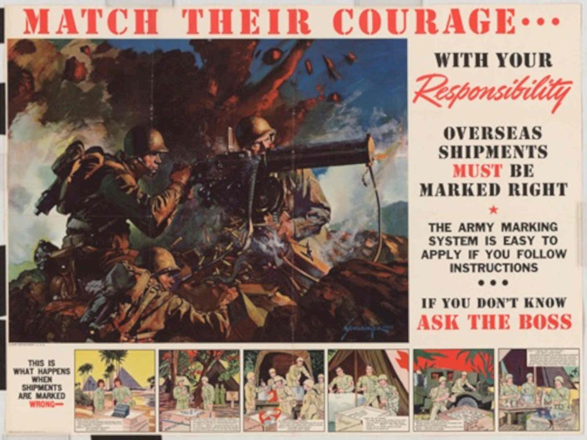 Soldiers Battle Palm American World War II Advert Poster