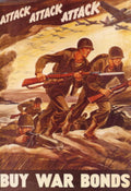 Soldiers Beach Attack 1940s Vintage Retro Advert Poster