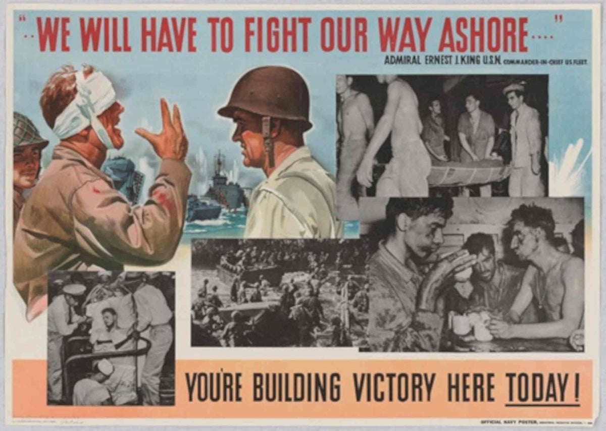 Soldiers Beach Victory American World War II Advert Poster