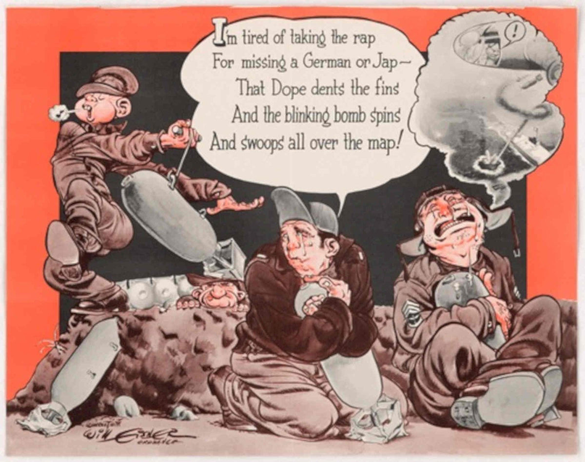 Soldiers Bombing Battlefield American World War II Advert Poster
