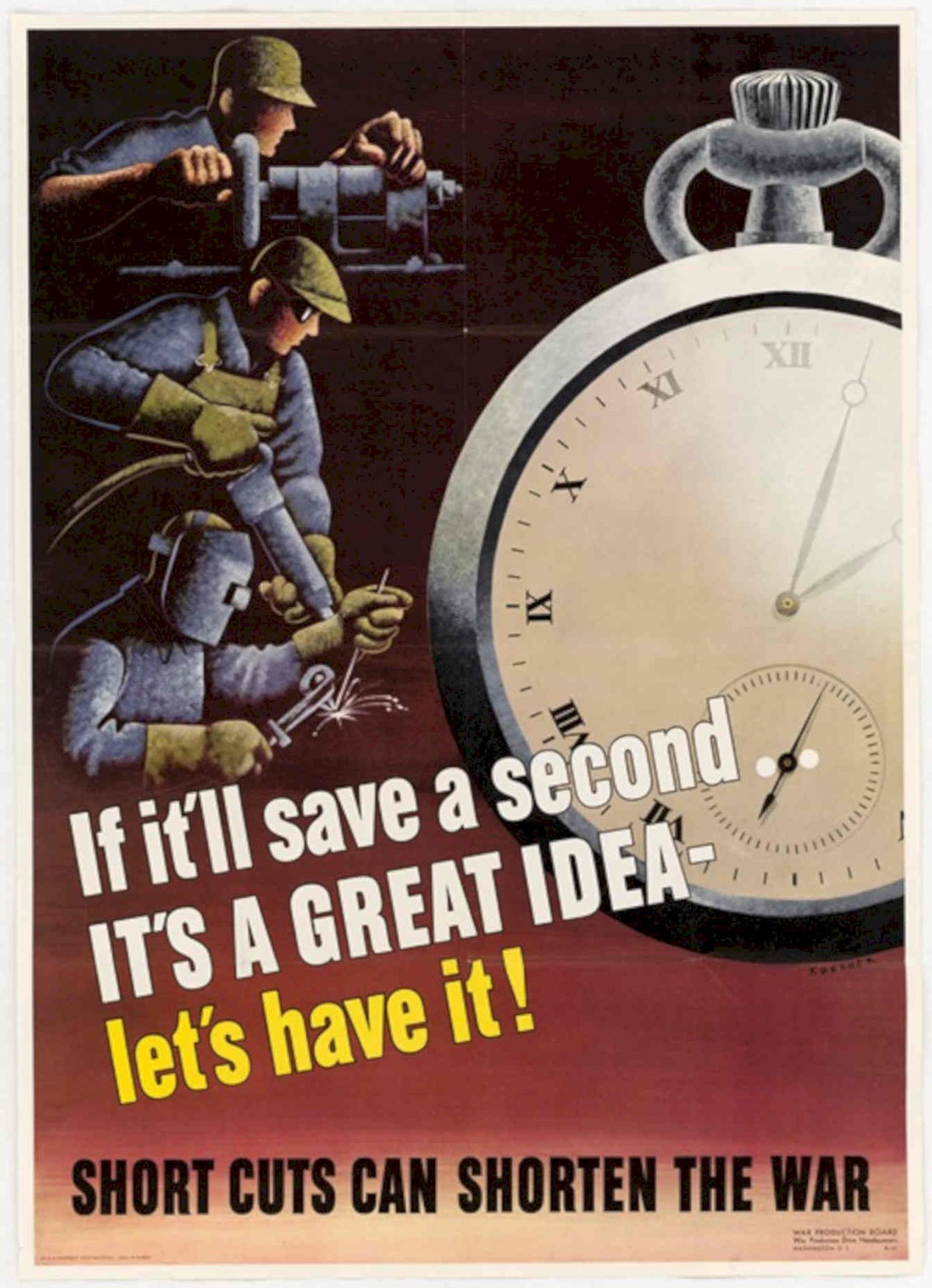 Soldiers Factory Clock American World War II Advert Poster