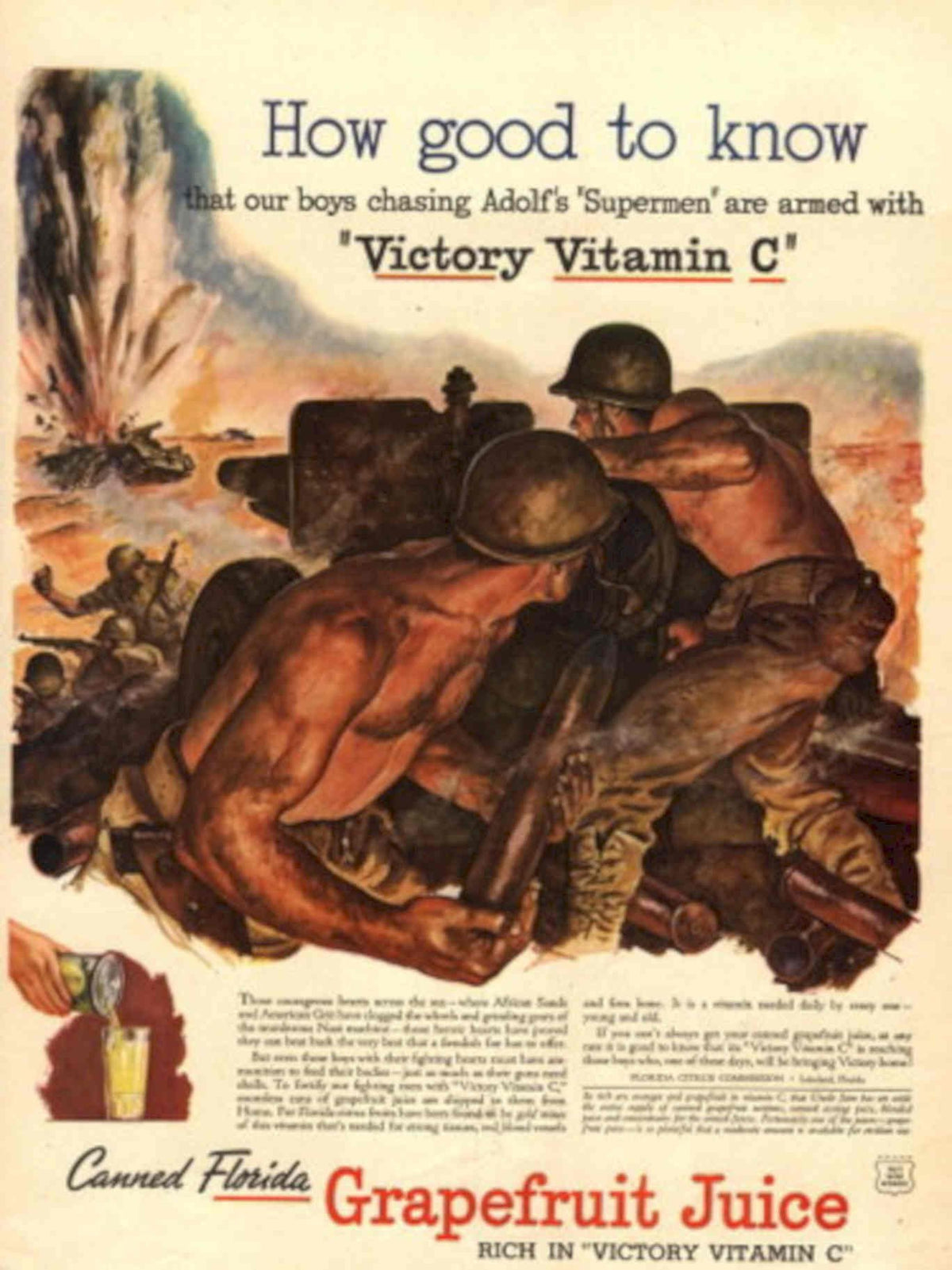 Soldiers Grapefruit Juice 1940s Vintage Retro Advert Poster