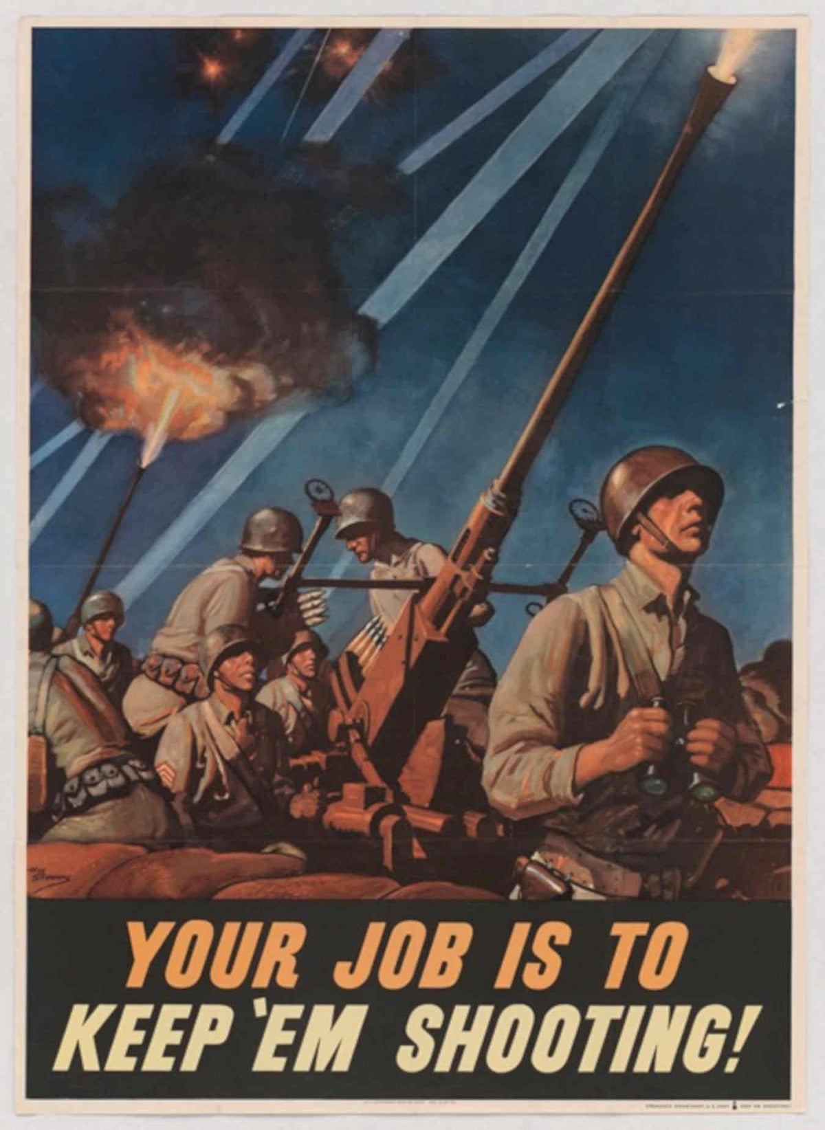 Soldiers Gun Battle American World War II Advert Poster