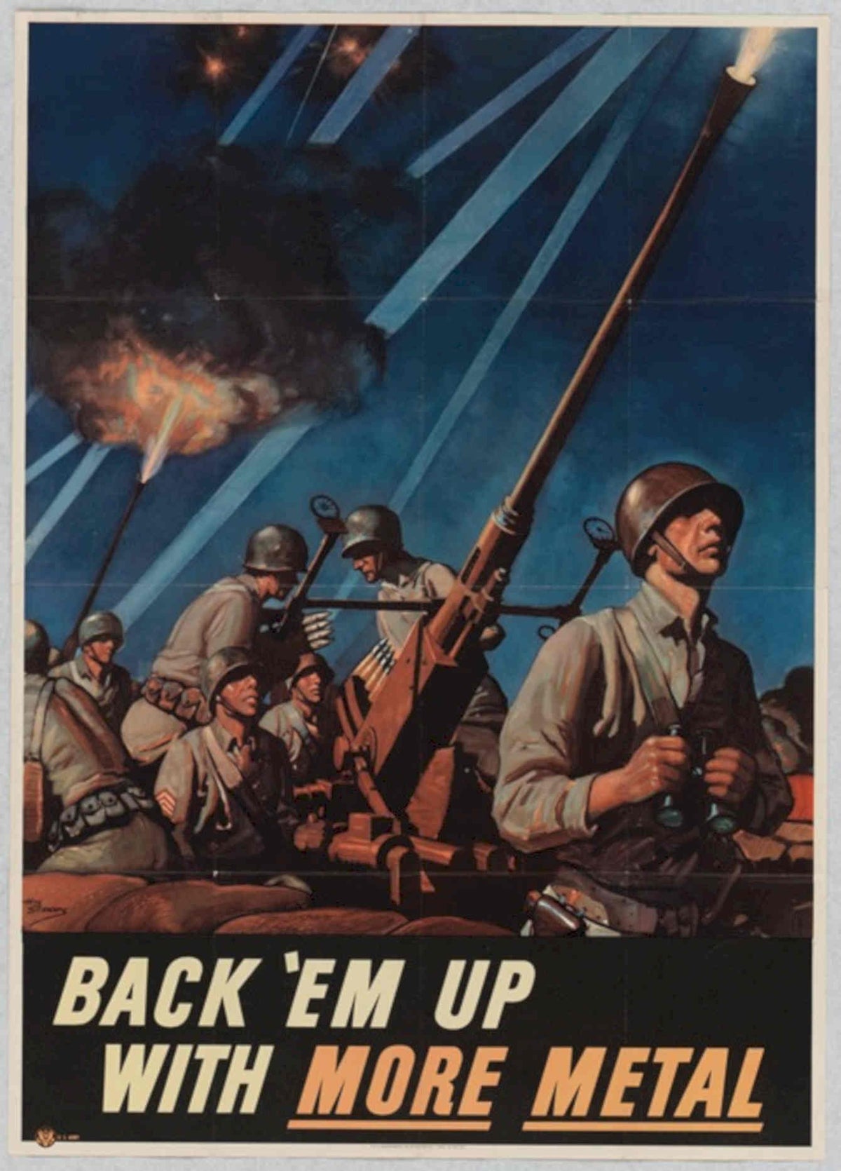 Soldiers Gun Smoke American World War II Advert Poster