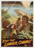 Soldiers Lumber Barrier American World War II Advert Poster