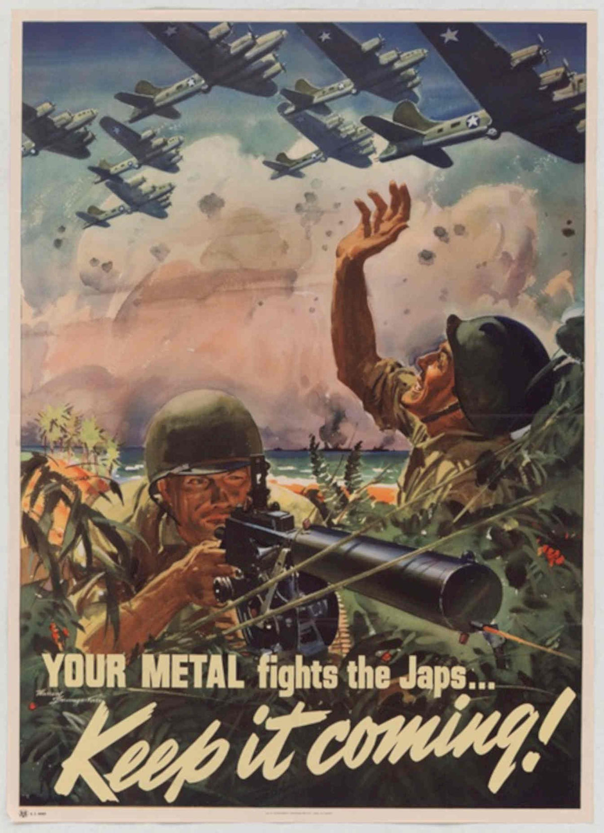 Soldiers Metal Japs American World War II Advert Poster