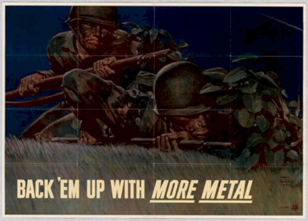 Soldiers Trench Metal American World War II Advert Poster