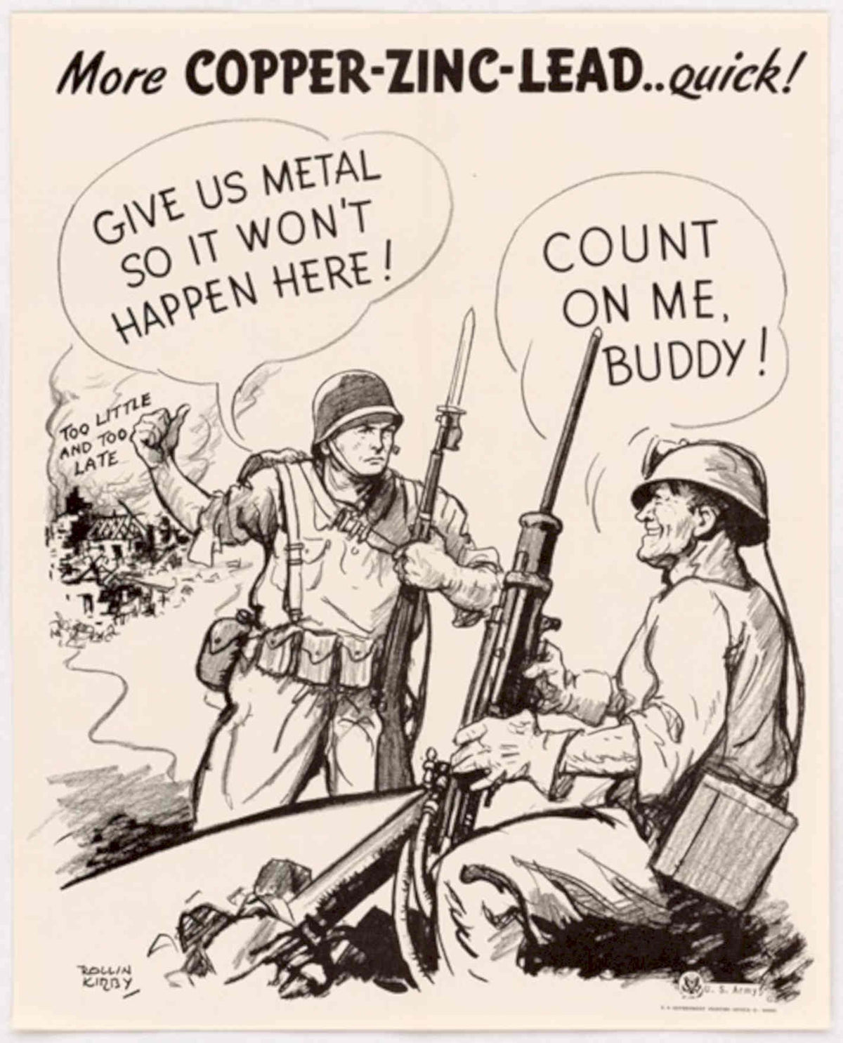 Soldiers Trench War American World War II Advert Poster