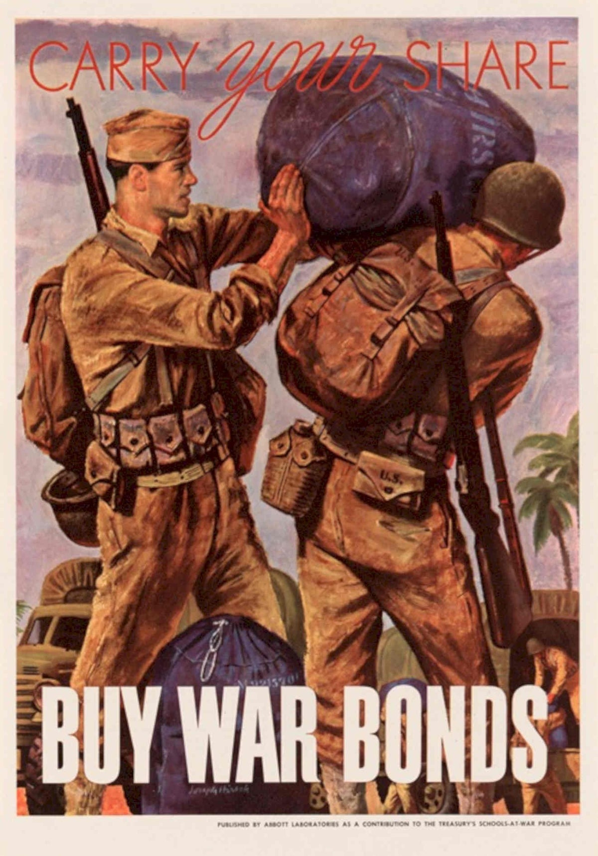 Soldiers War Bonds American World War II Advert Poster