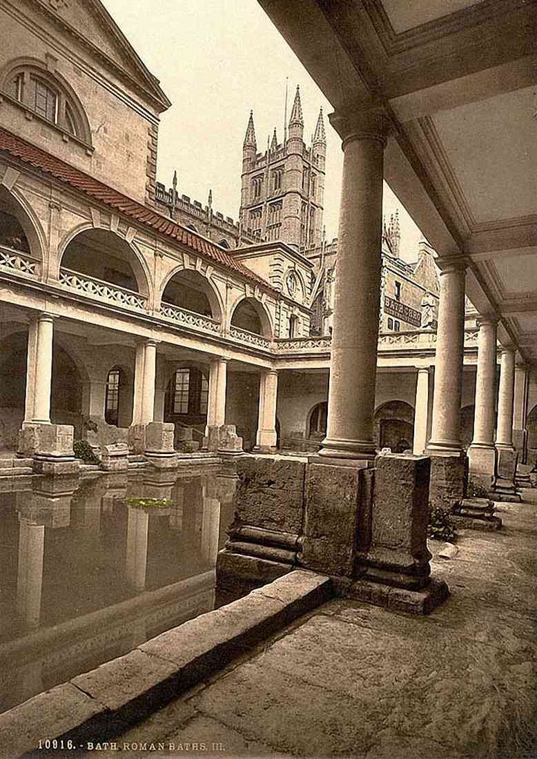 Somerset Bath Roman Baths III vintage old A4 Photo Print