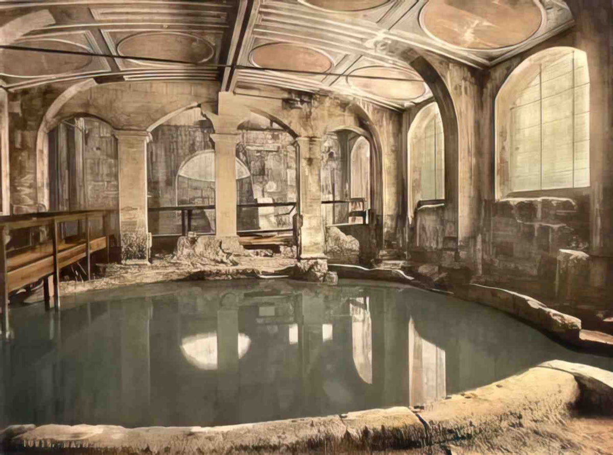 Somerset Bath Roman Cicular Bath Vintage A4 Photo Print