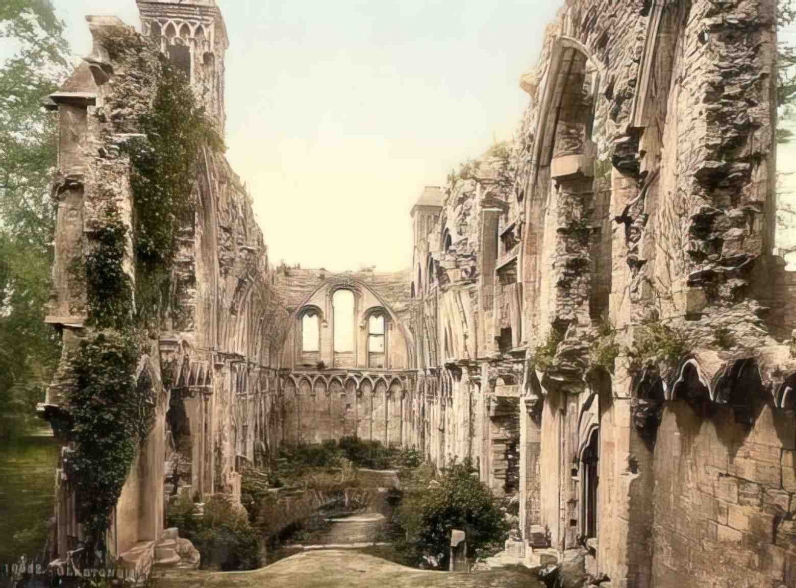 Somerset Glastonbury Abbey Interior Vintage A4 Photo Print