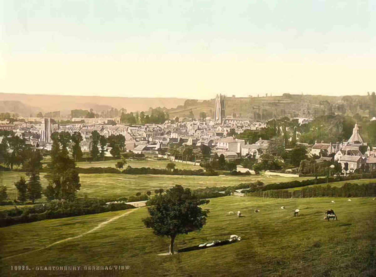 Somerset Glastonbury General View Vintage A4 Photo Print