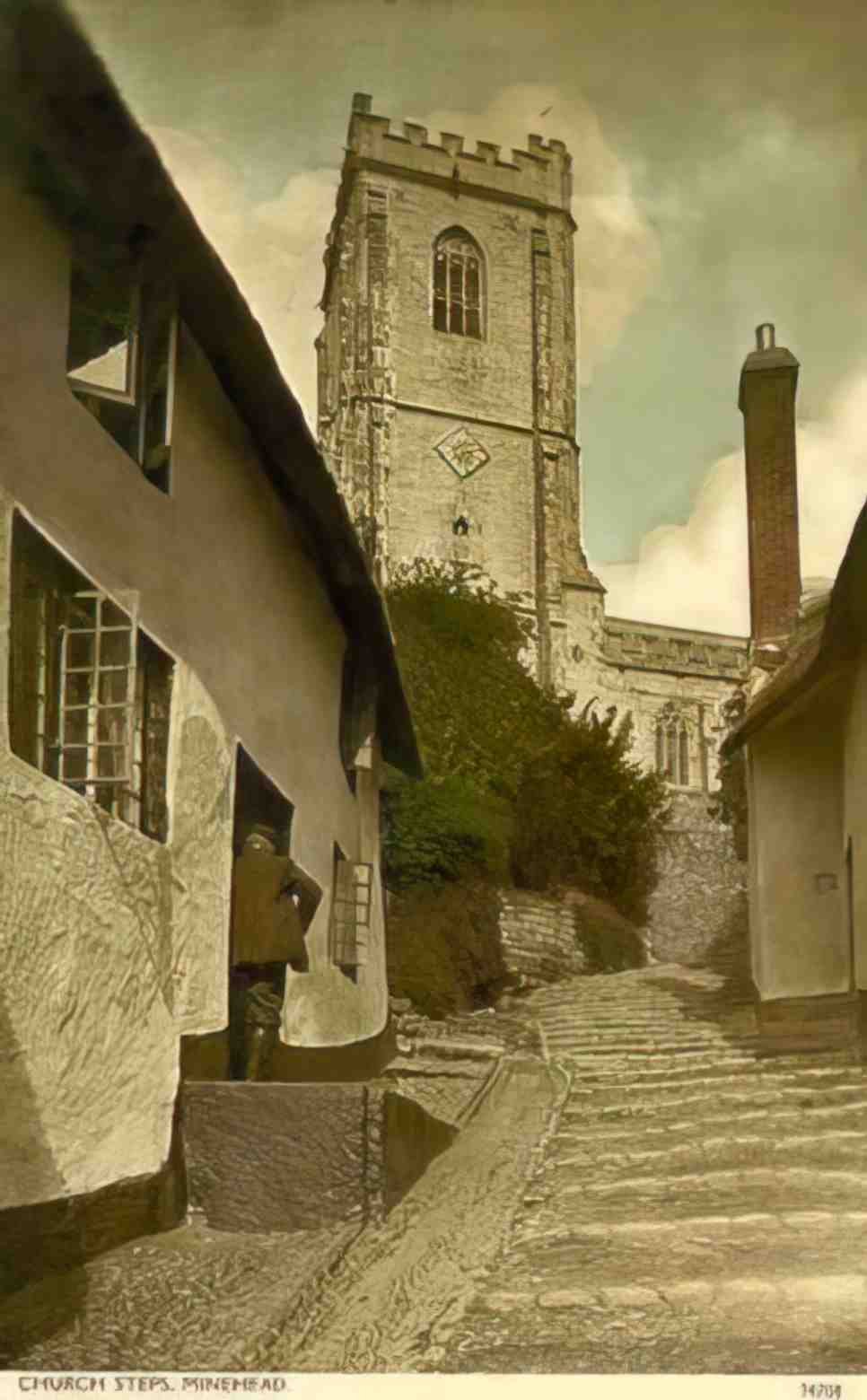 Somerset Minehead The Church Steps Vintage A4 Photo Print