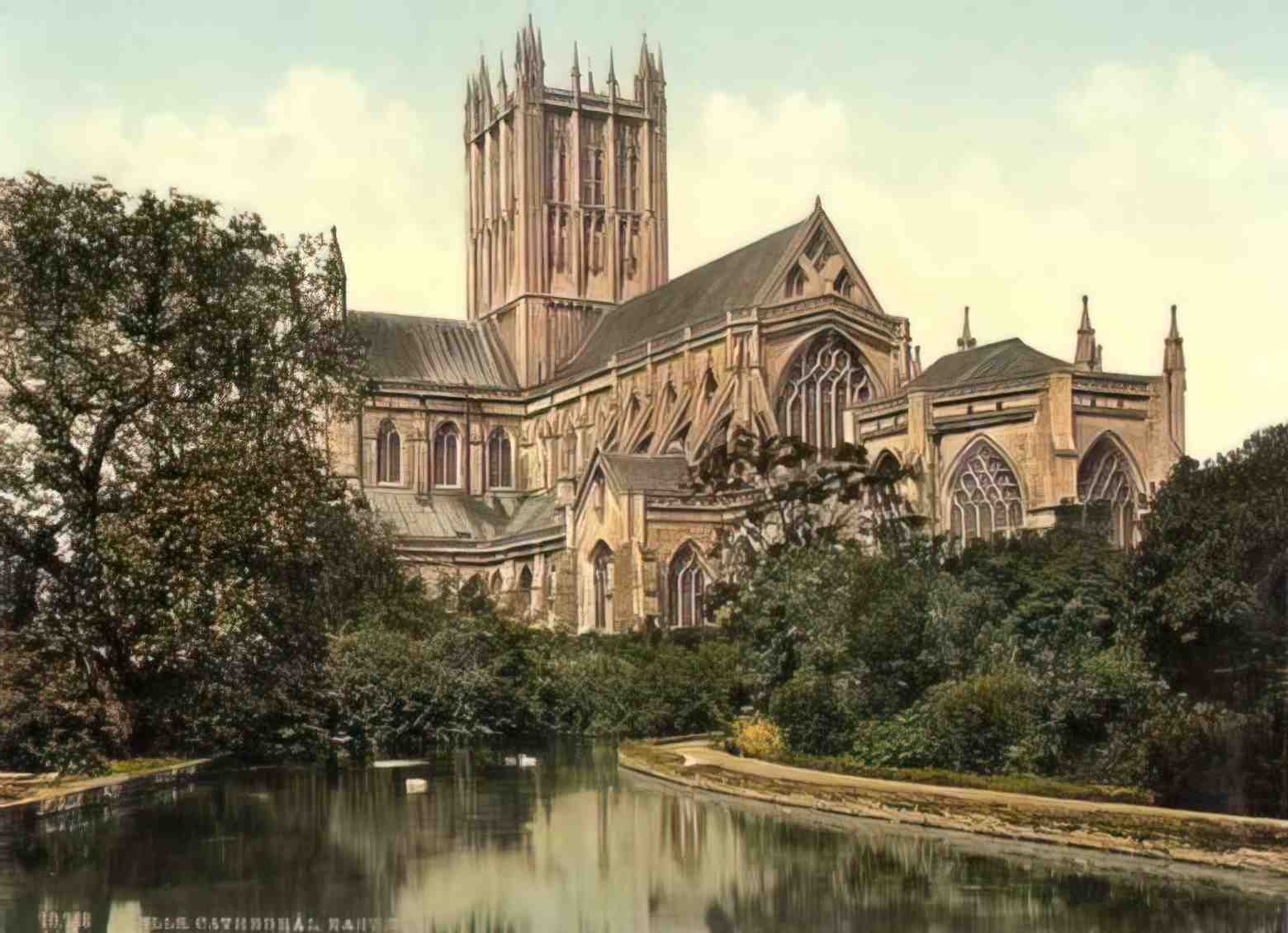 Somerset Wells Cathedral Vintage A4 Photo Print