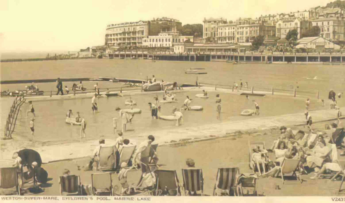 Somerset Weston Super Mare Marine Lake Childrens Pool Vintage A4 Photo Print