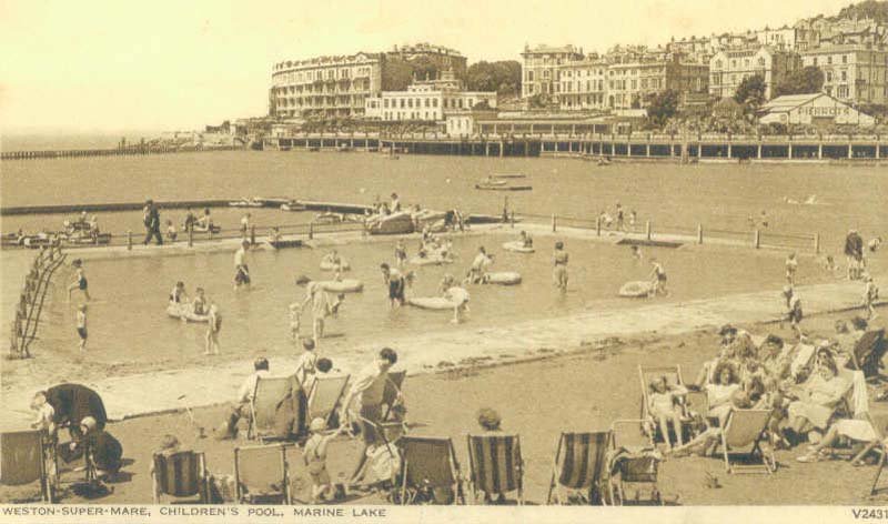Somerset Weston Super Mare Marine Lake Childrens Pool vintage old A4 Photo Print