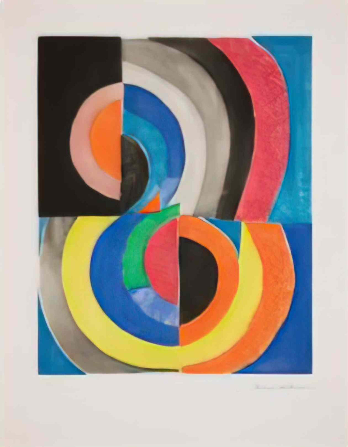 Sonia Delaunay abstract composition with semicircles Art A4 Photo Print