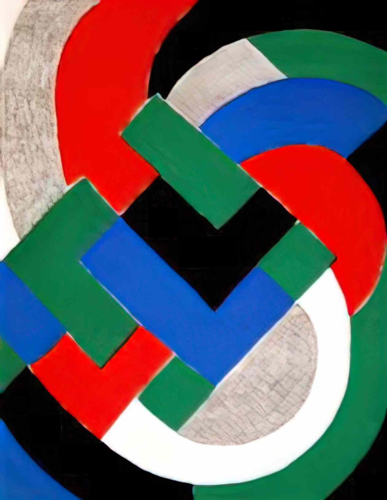 Sonia Delaunay composition with green and blue Art A4 Photo Print