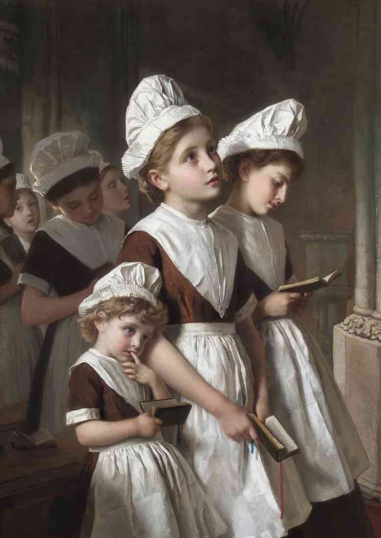 Sophie Gengembre Anderson foundling girls at prayer in the chapel CROP A4 Photo Print