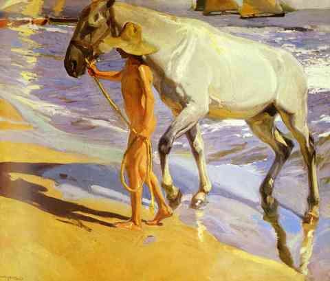 Sorolla Joaquin El Bano Del Caballo A4 Photo Print
