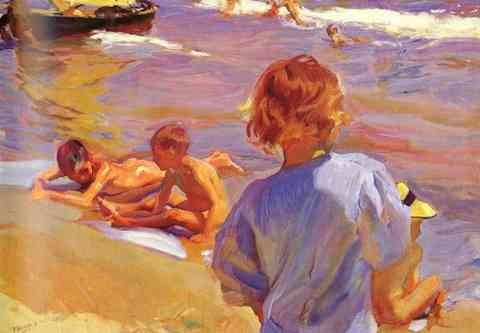 Sorolla Joaquin Ninos En La Playavalencia) A4 Photo Print