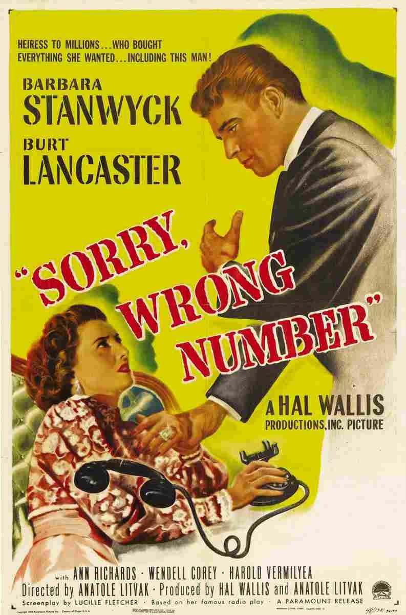Sorry Wrong Number 01  film star poster A4 Photo Print