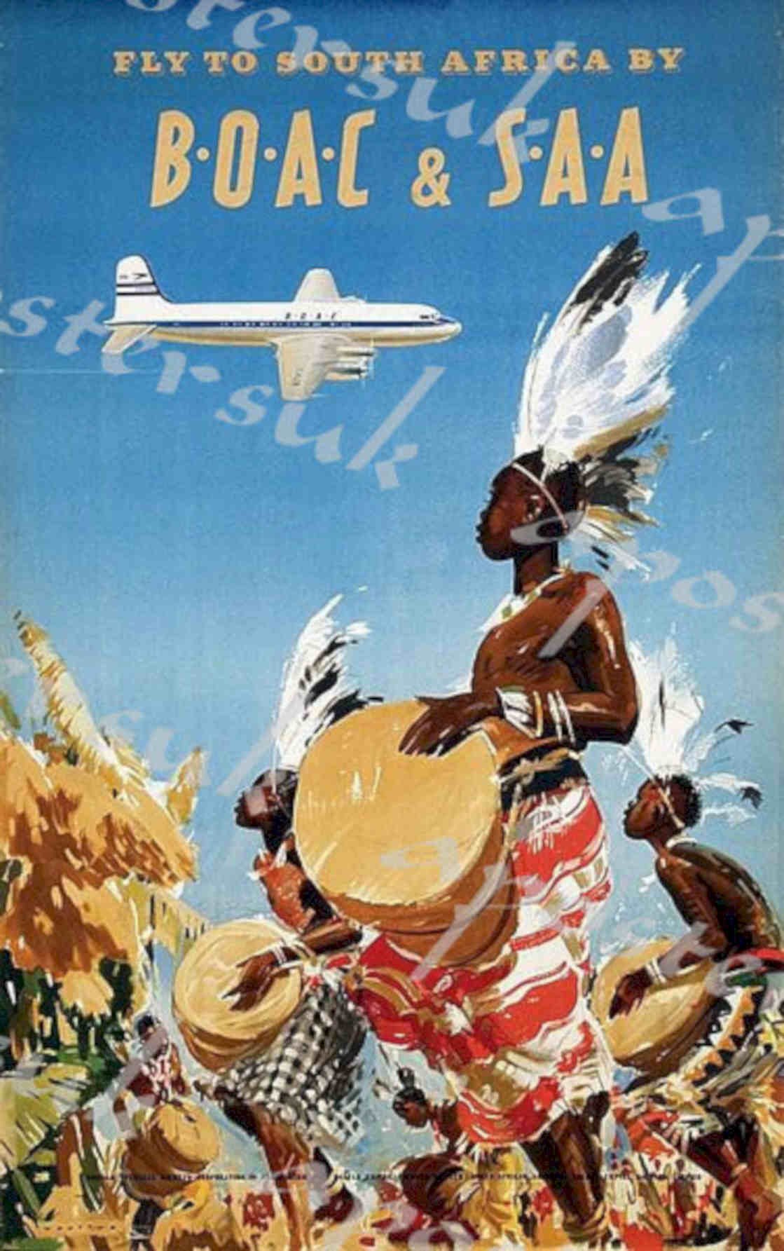South Africa Boac 1 Vintage Retro Advert Poster A4 Photo Print