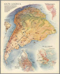 South America Map Vintage Retro Advert Poster