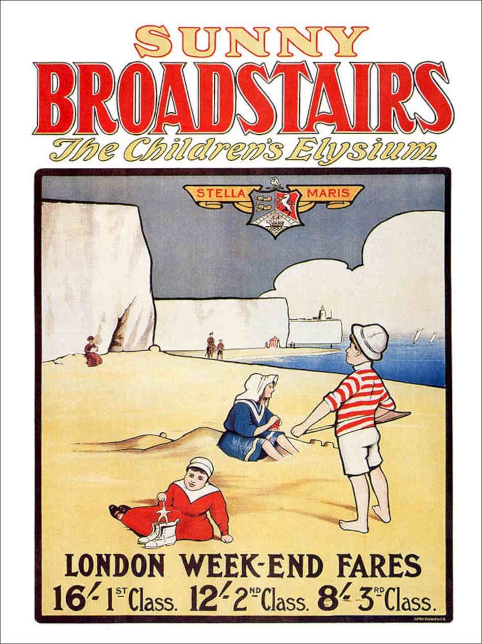 South Eastern Railway Sunny Broadstairs William Lasham Rai Vintage Retro Advert