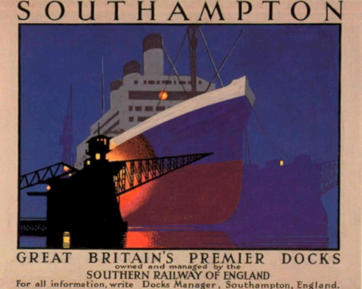 Southampton Docks Poster 1930s Vintage Retro Advert Poster