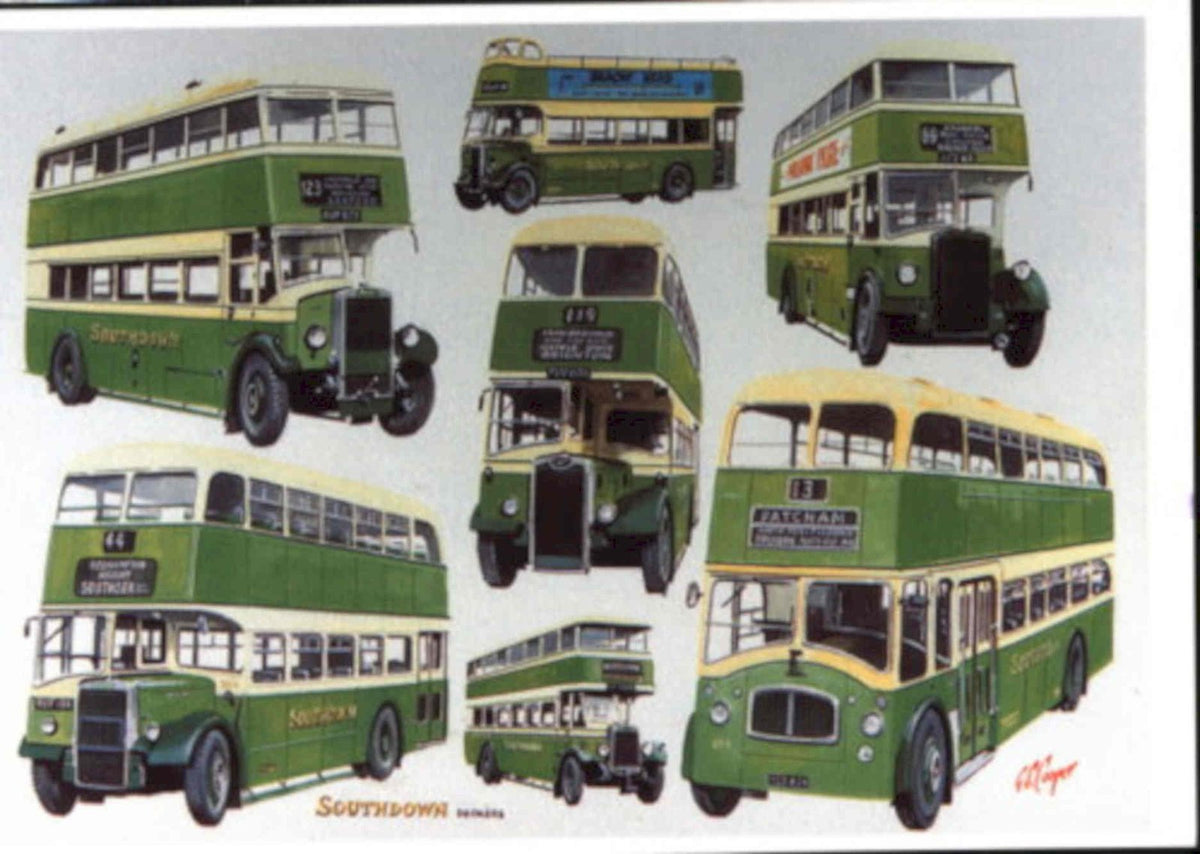 Southdown Buses 1940s Vintage Retro Advert Poster