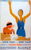 Southern Railway Beach 1930s Vintage Retro Advert Poster