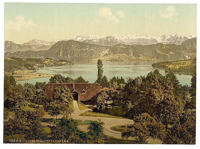 Southern chain of Alps Lucerne Vintage A4 Photo Print