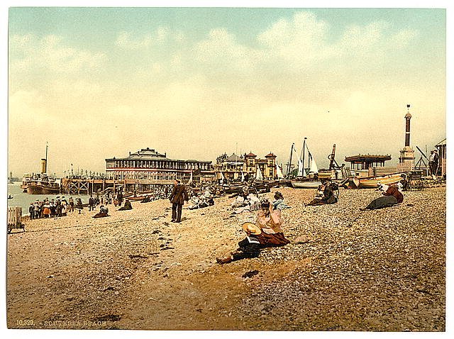 Southsea beach II Vintage A4 Photo Print
