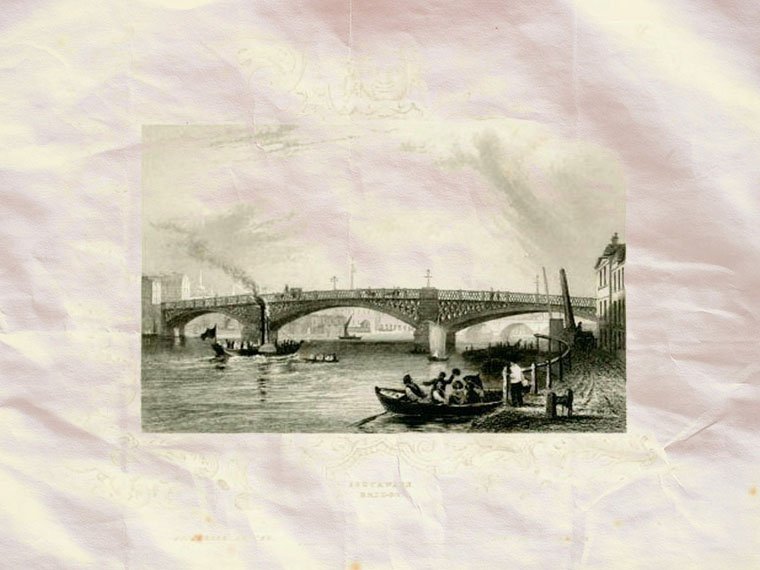 Southwark Bridge Great Britain 1834 Vintage A4 Photo Print