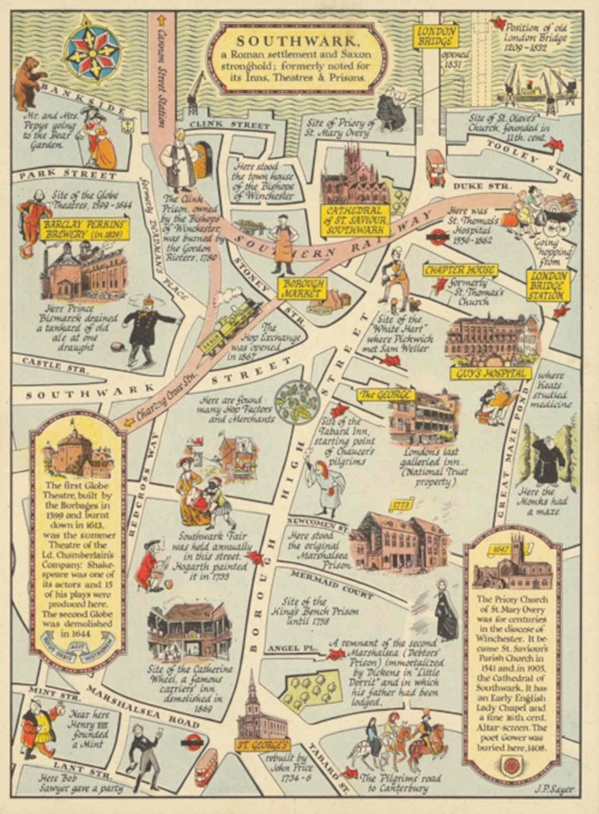 Southwark London 1838 Vintage Retro Advert Poster